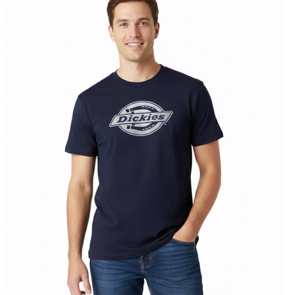 NEW Dickies Black Horseshoe Logo Graphic T-Shirt Large Classic Workwear Tee